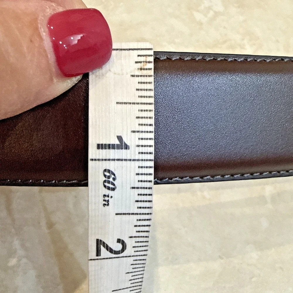 Johnston & Murphy 75-6797 Brown Leather Casual Belt Buckle Sz 42 Career Preppy